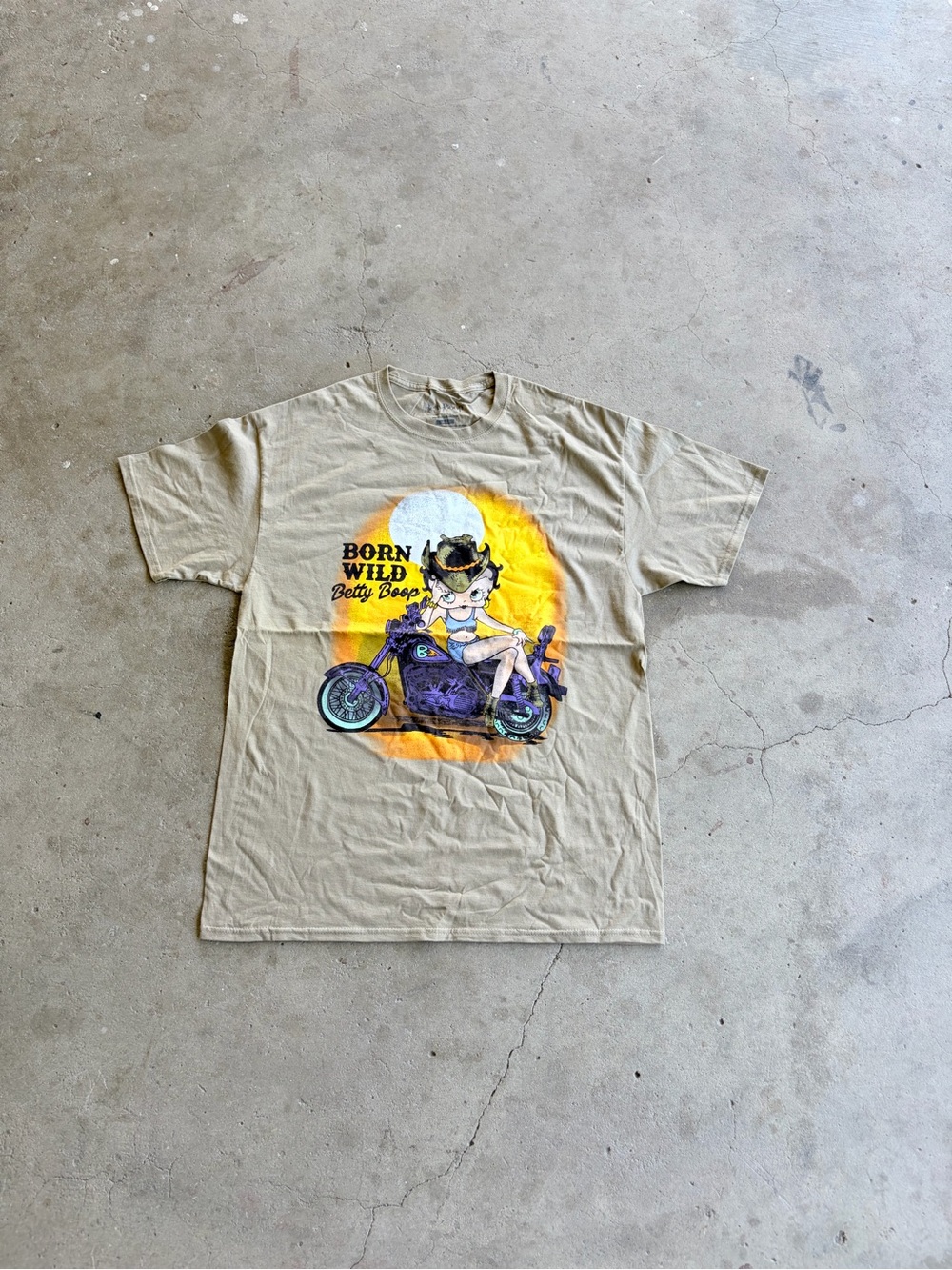 Betty Boop "Born Wild" Graphic Tee - Beige